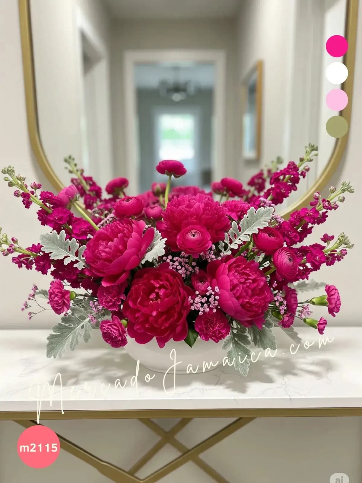 Arreglo Fuchsia: Peonías y Flores en Cerámica CDMX