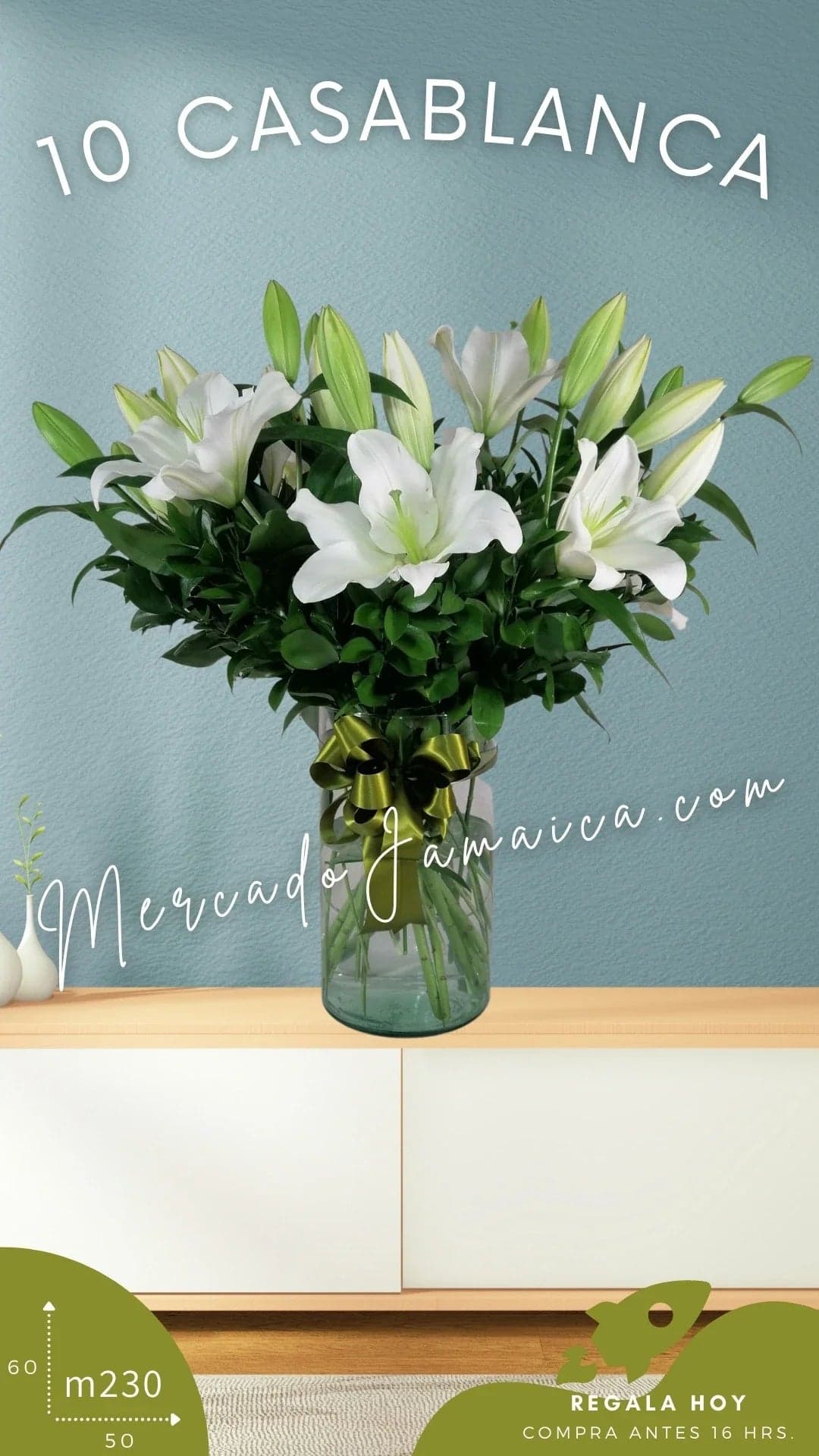 Arreglo 10 Lilies Casa Blanca en Cilindro CDMX