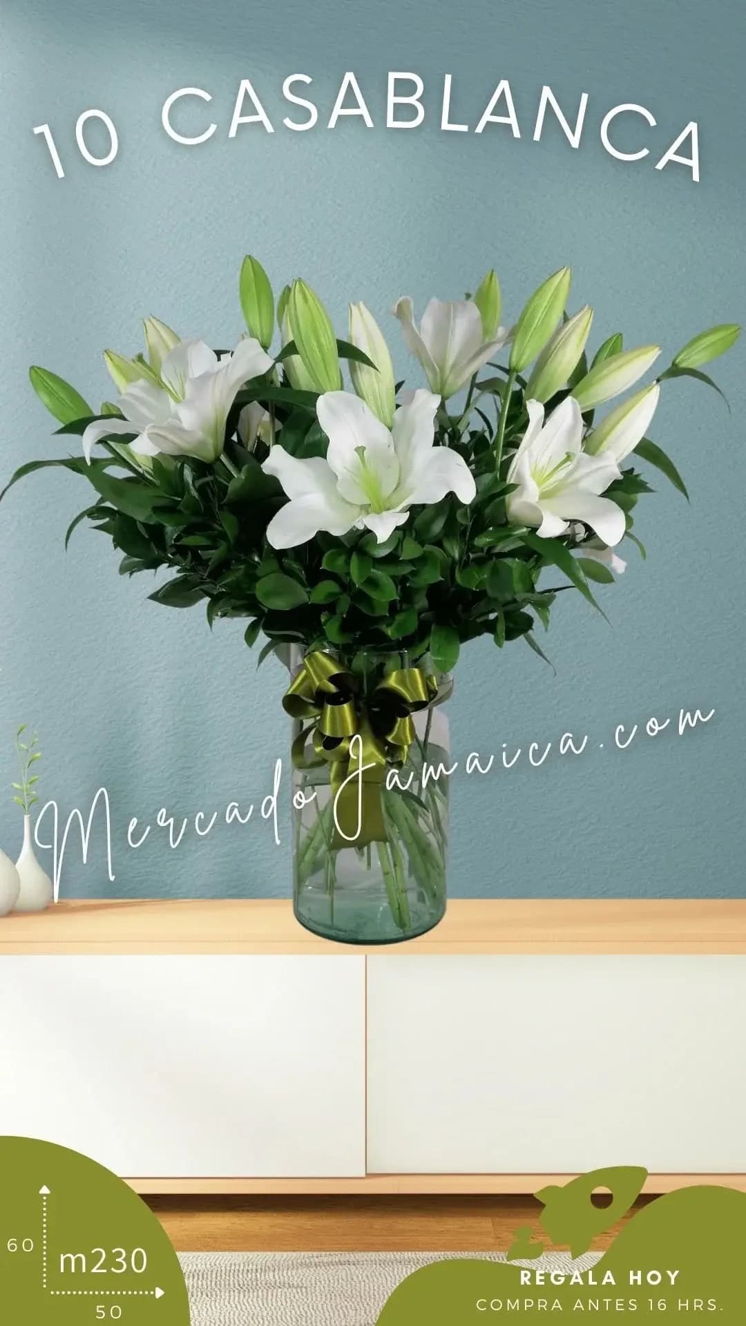 Arreglo 10 Lilies Casa Blanca en Cilindro CDMX