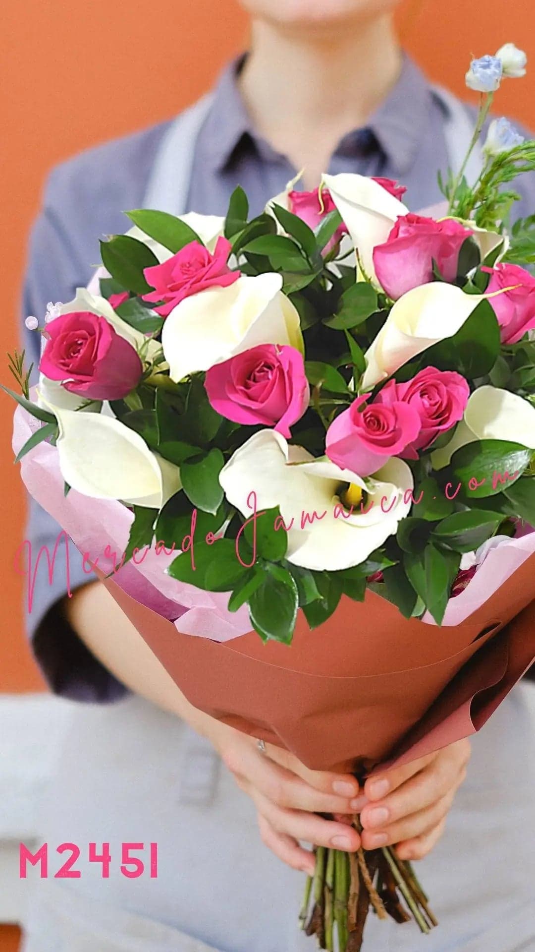 12 Rosas Fucsia con Alcatraz Blanco a Domicilio CDMX
