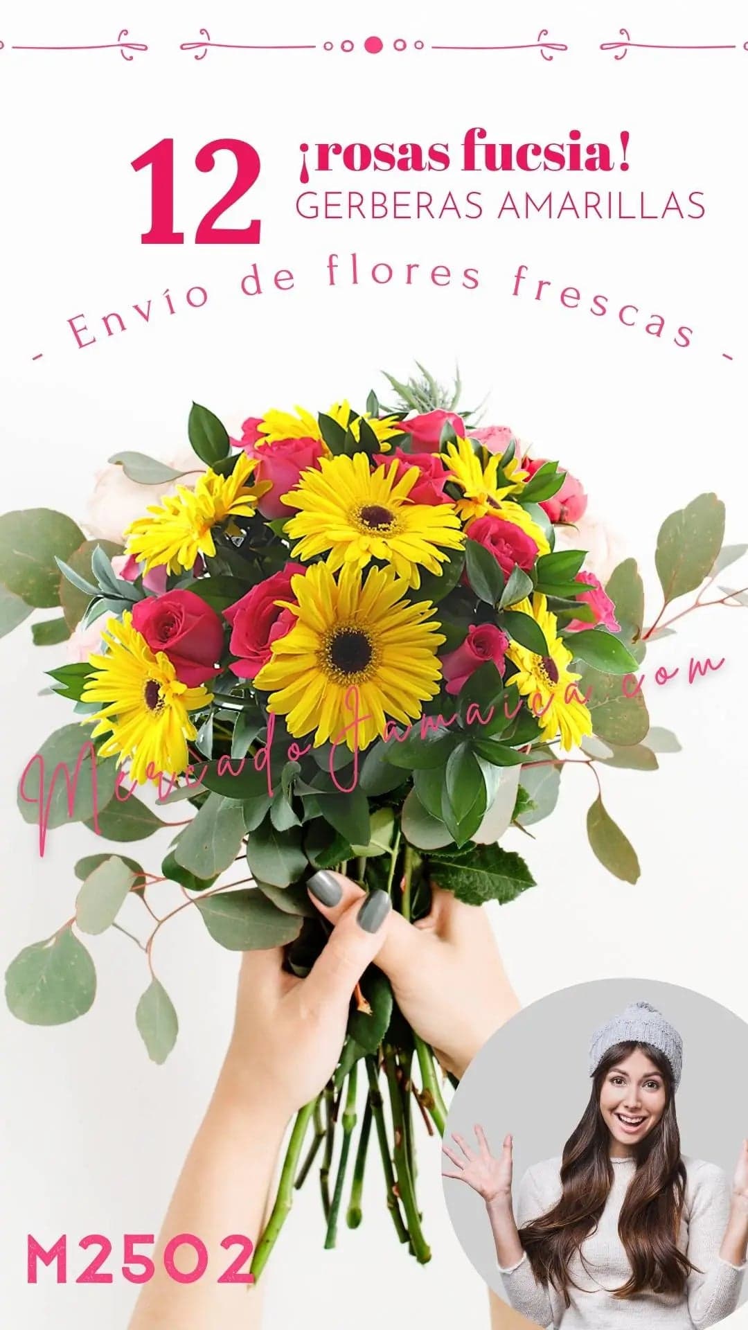 12 Rosas Fucsia y Gerberas Amarillas CDMX
