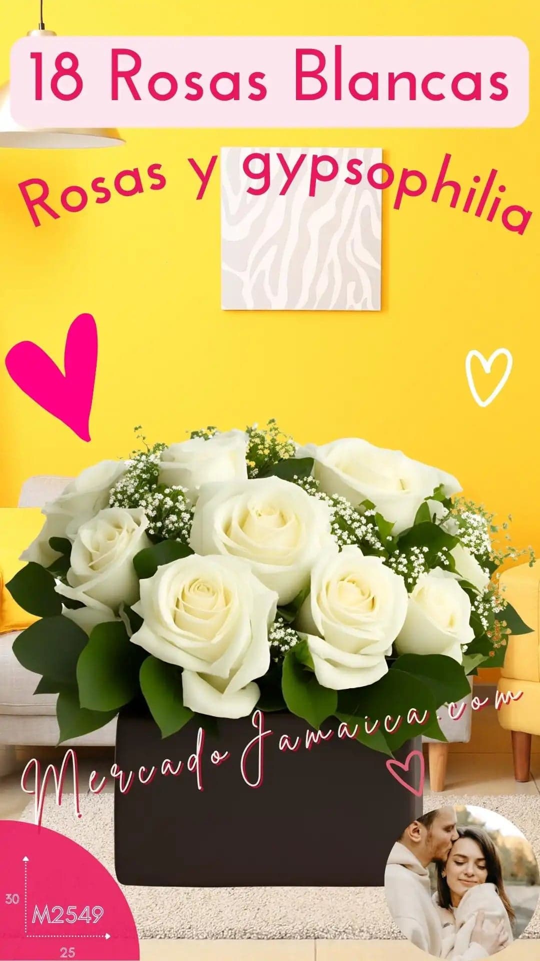 18 Rosas Blancas con Baby Breath – CDMX