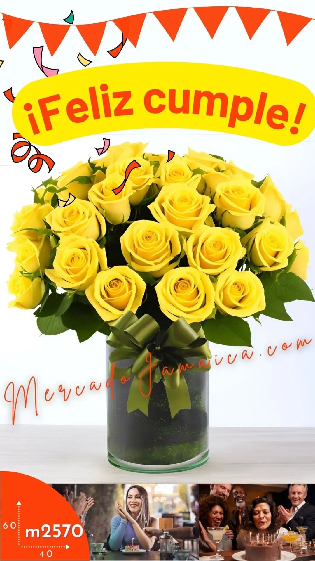 24 Rosas Amarillas en Florero | Cumpleaños CDMX