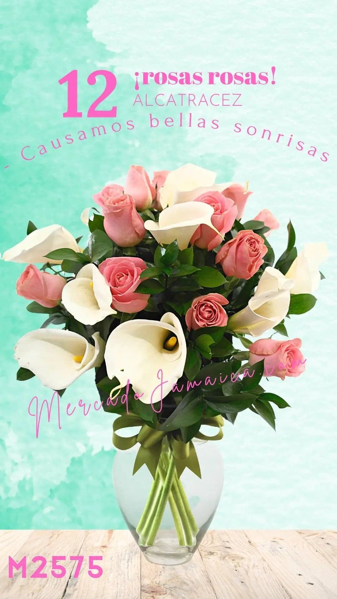 12 Rosas Fucsia con Alcatraz Blanco a Domicilio CDMX