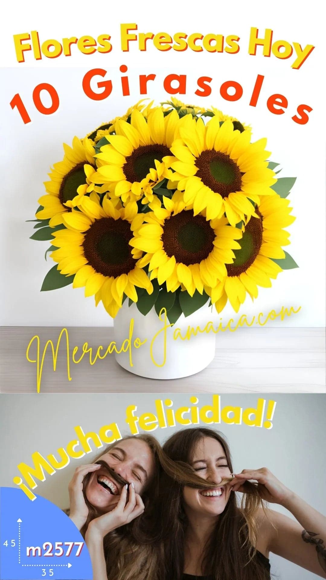 10 Girasoles en Florero de Cerámica | CDMX