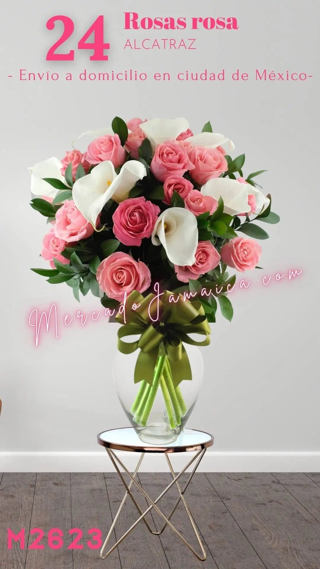 24 Rosas Rosa con Alcatraz Blanco | CDMX