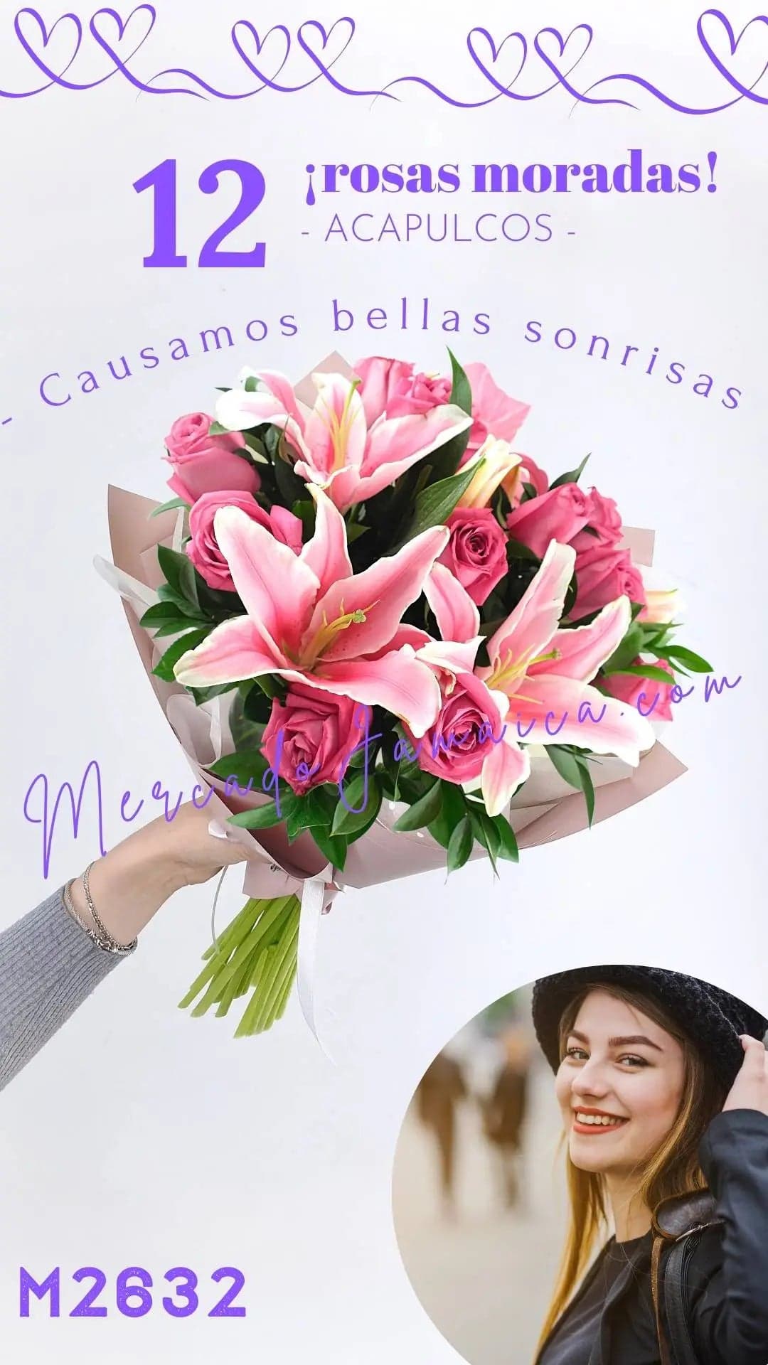 12 Rosas Moradas con Acapulcos a Domicilio CDMX