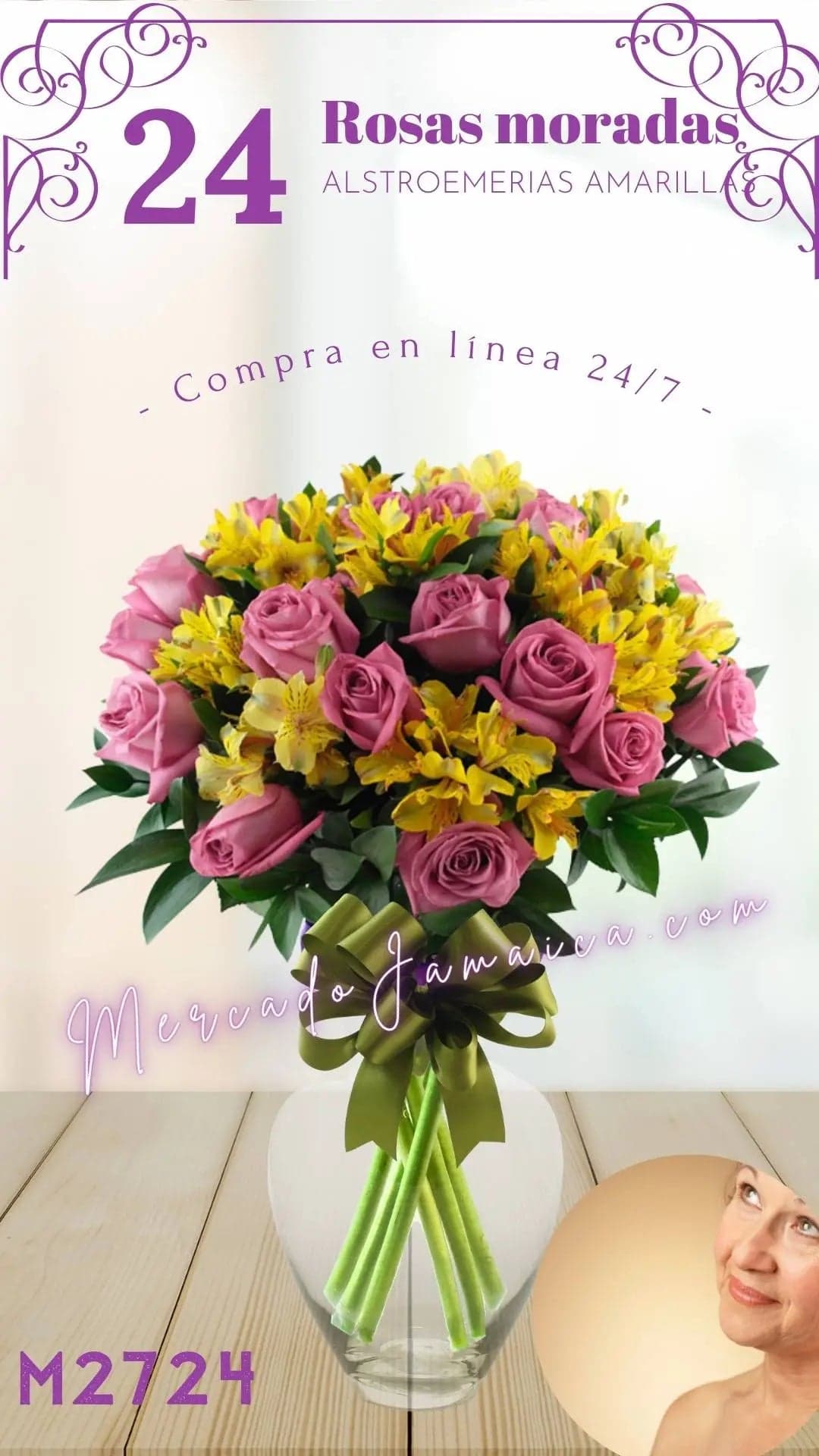 24 Rosas Rosa y Alstroemerias Amarillas CDMX