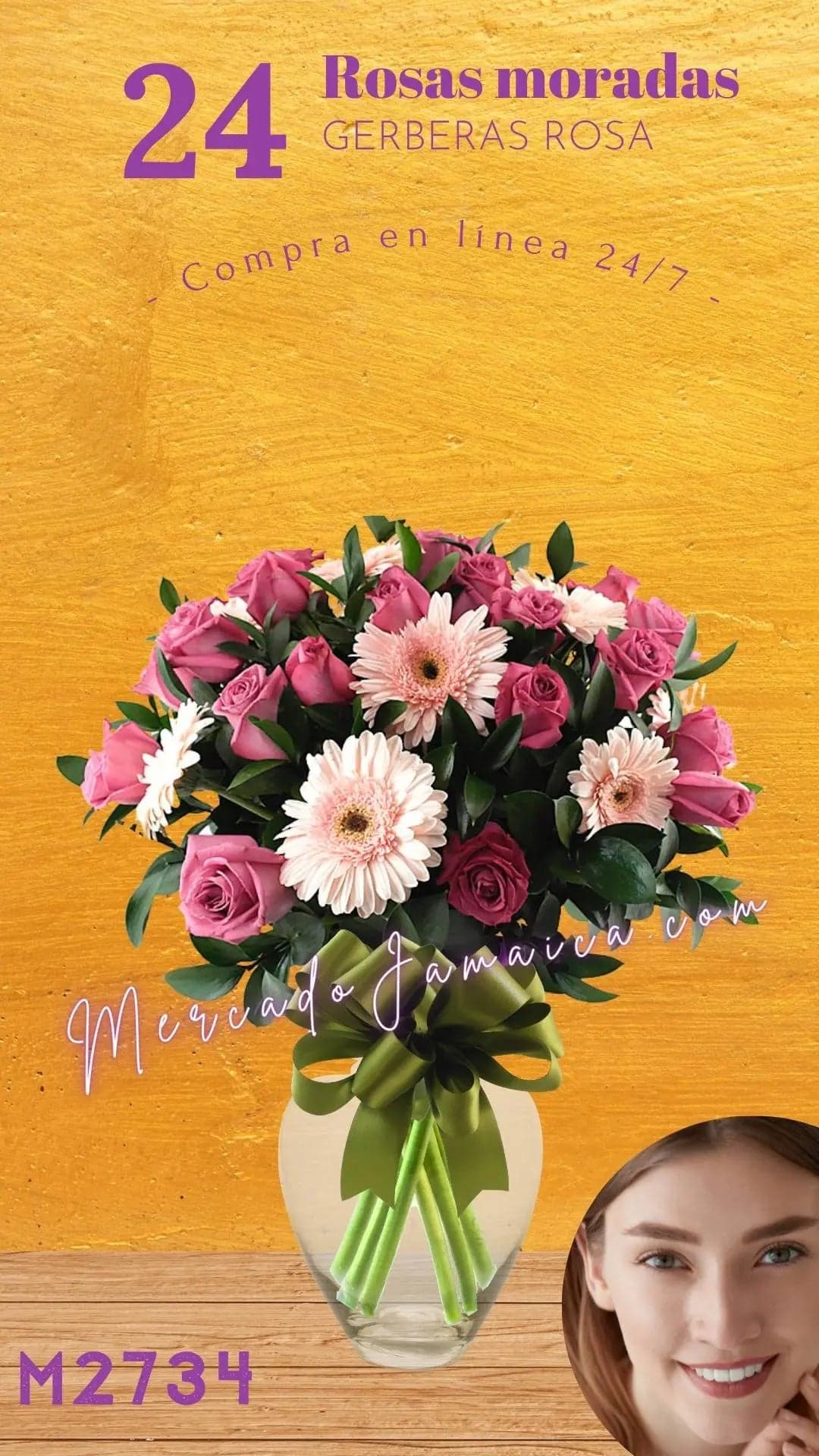 24 Rosas y Gerberas Rosa en Florero | CDMX