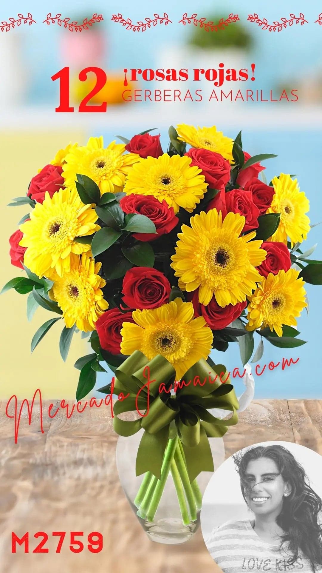 12 Rosas Rojas y Gerberas Amarillas en CDMX