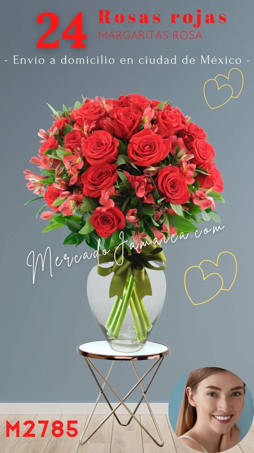 24 Rosas Rojas con Alstroemerias Rosa | CDMX
