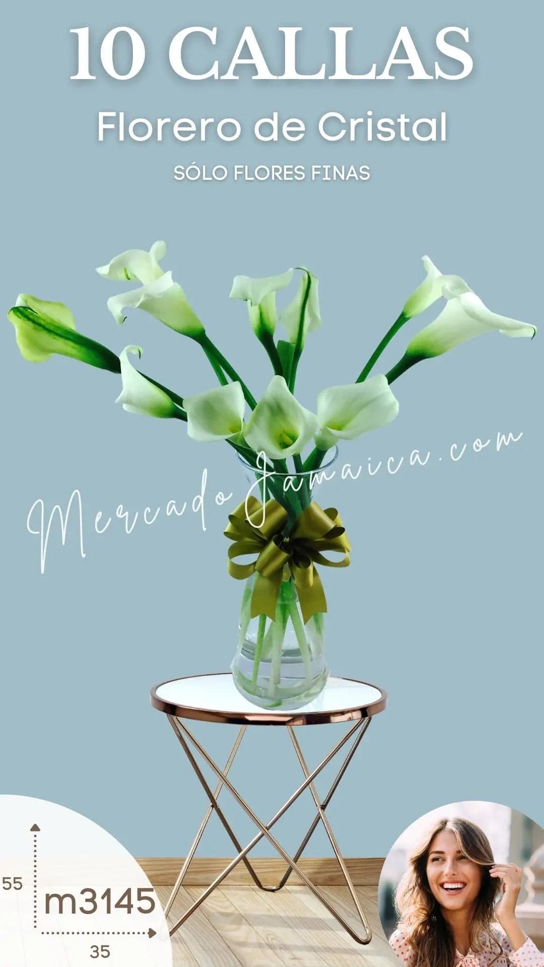 10 Callas Blancas en Florero · Entrega CDMX
