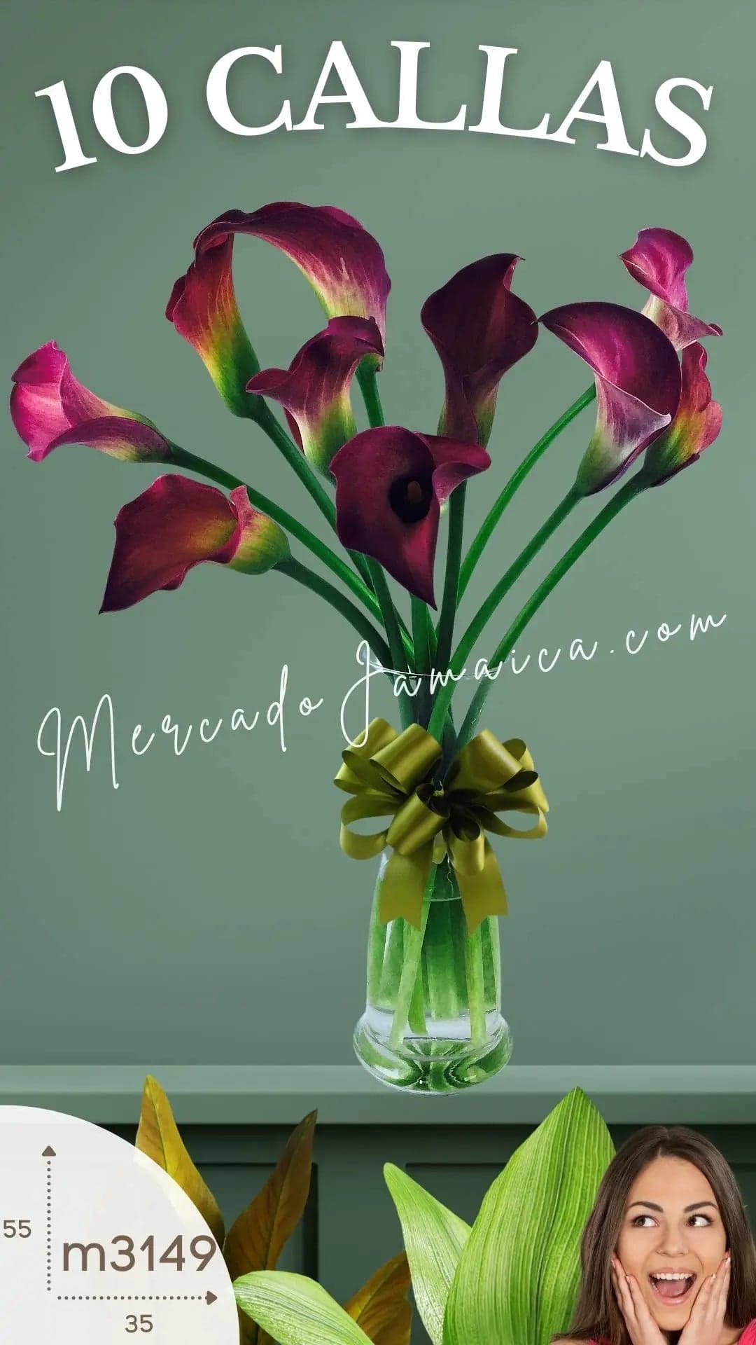 10 Callas Moradas en Florero · Entrega CDMX