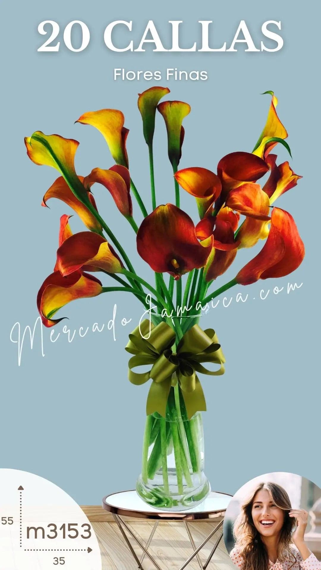 20 Callas Naranja en Florero | Entrega CDMX