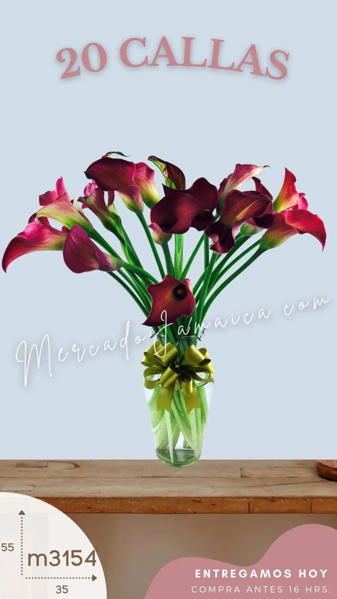 20 Callas Moradas en Florero | Entrega CDMX