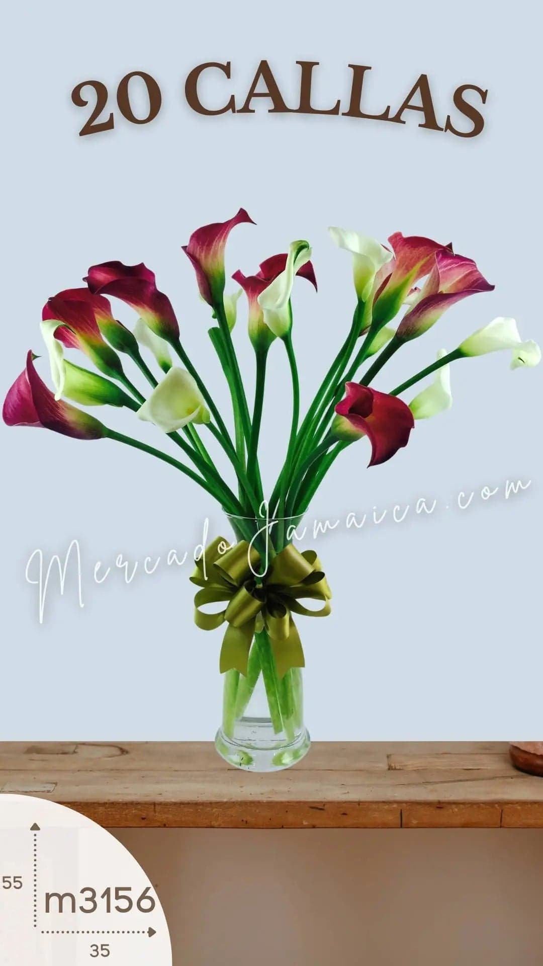 20 Callas Moradas y Blancas en Florero CDMX