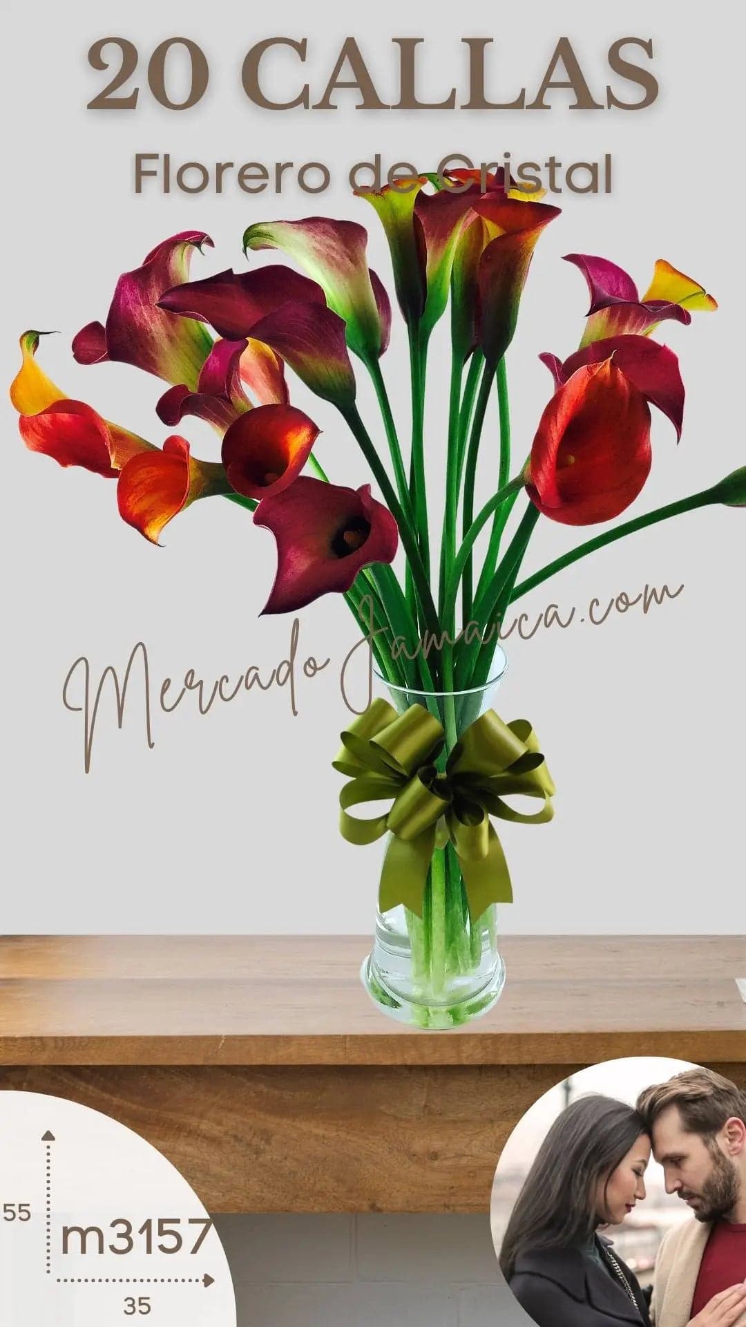 20 Callas Morado y Naranja en Florero CDMX