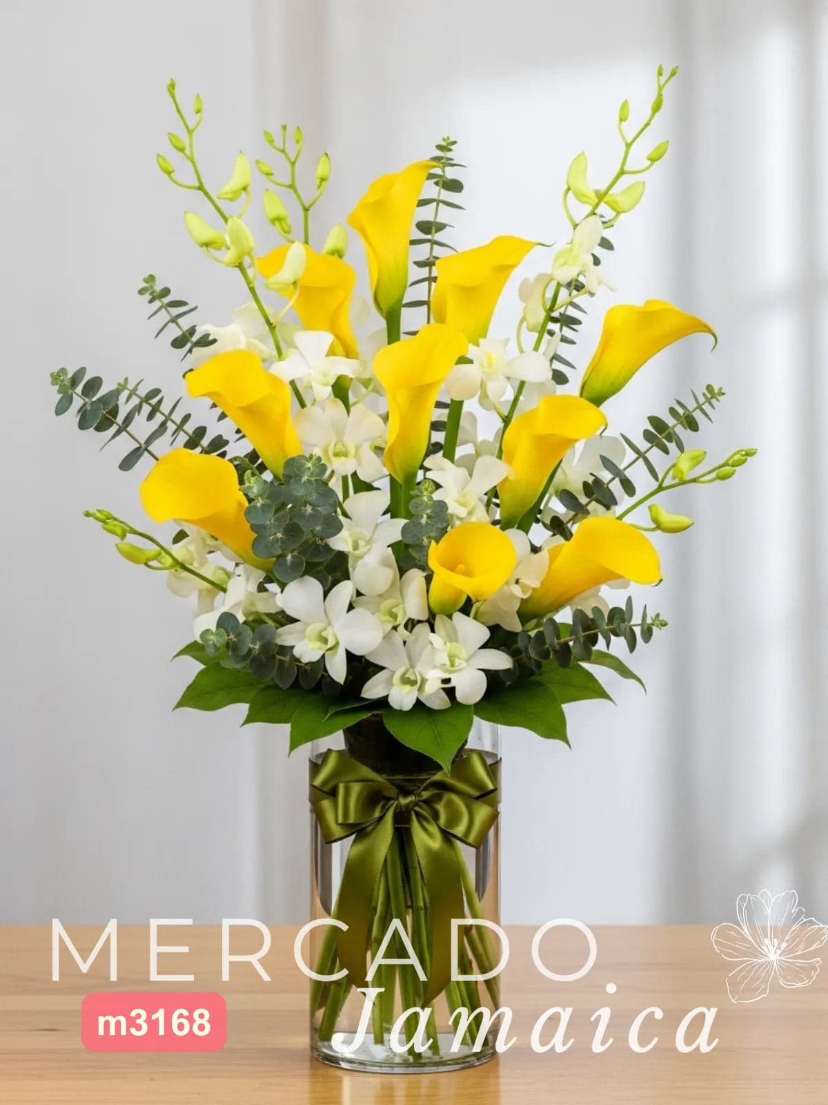 10 Callas Amarillas y Orquídeas Dendrobium CDMX