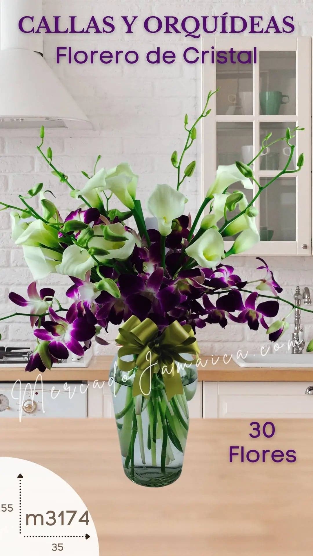 20 Callas Blancas y 10 Orquídeas Lila en CDMX