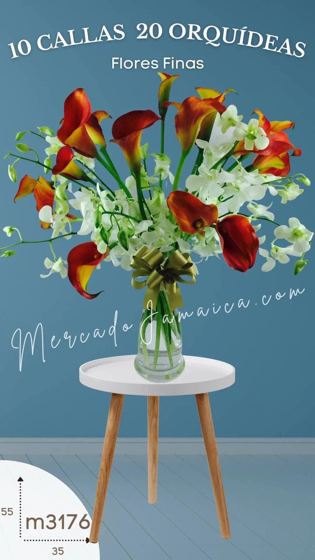 20 Callas Naranja y 10 Orquídeas Blancas CDMX