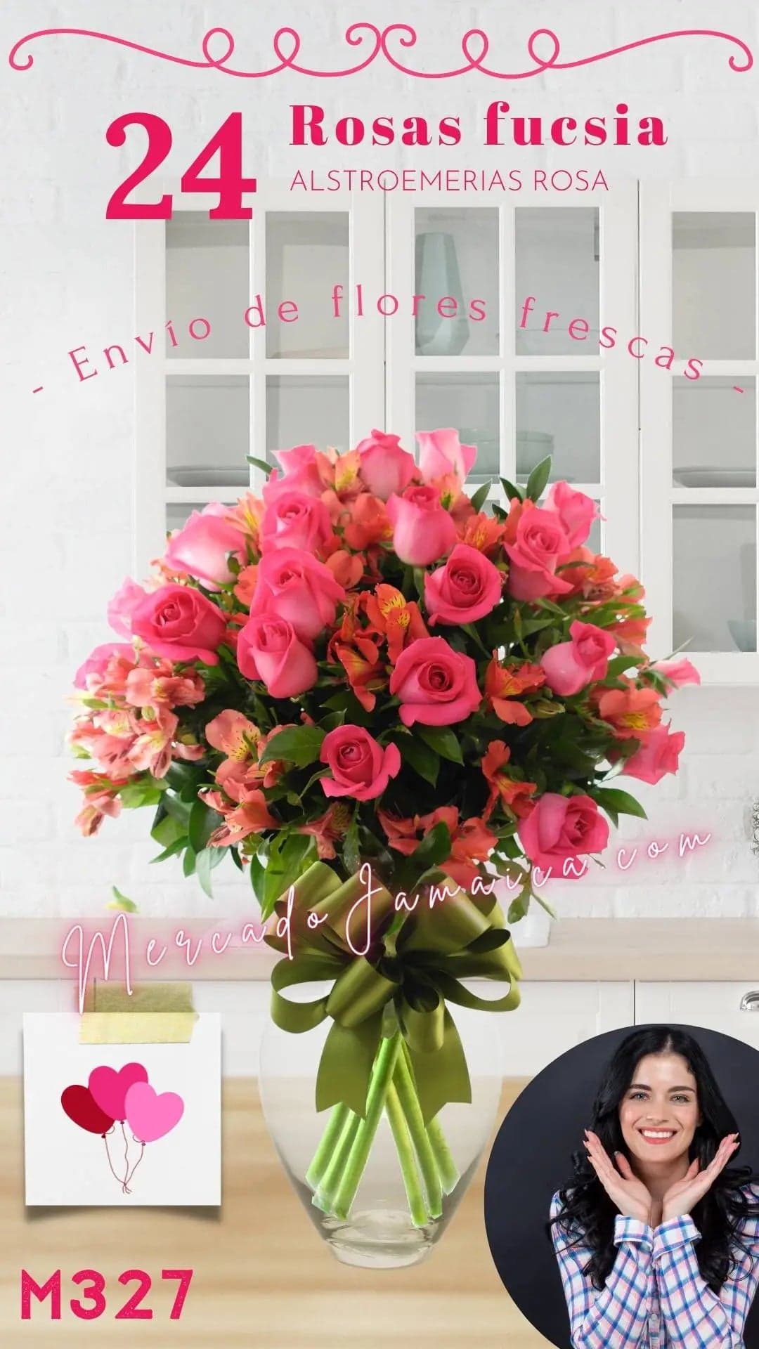 24 Rosas Fucsia con Alstroemerias en CDMX