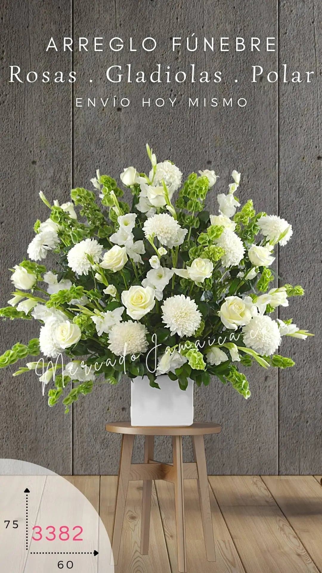 Arreglo Fúnebre 24 Rosas Blancas y Gladiolas CDMX