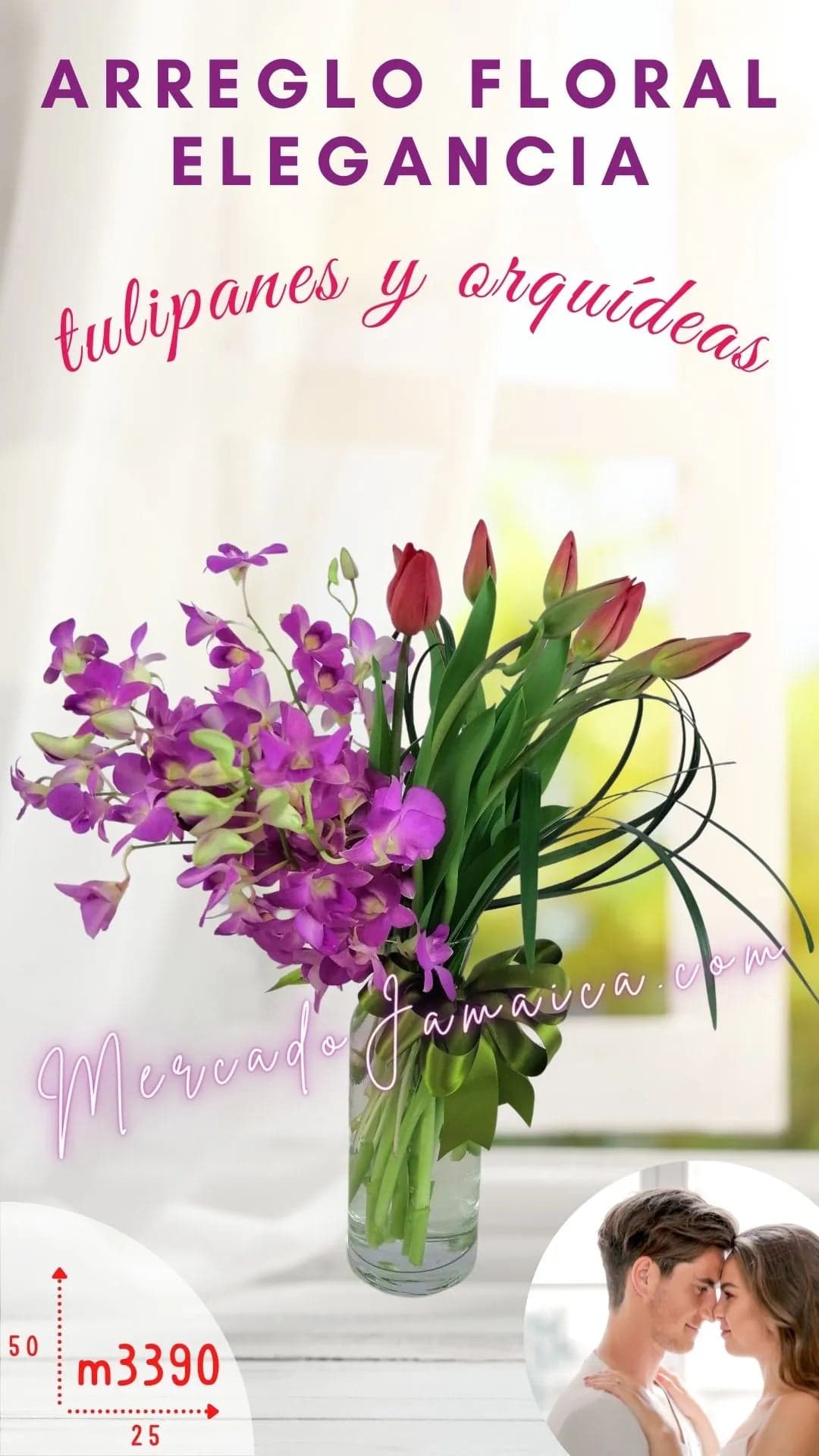 10 Tulipanes Rojos y Orquídeas Lila – CDMX