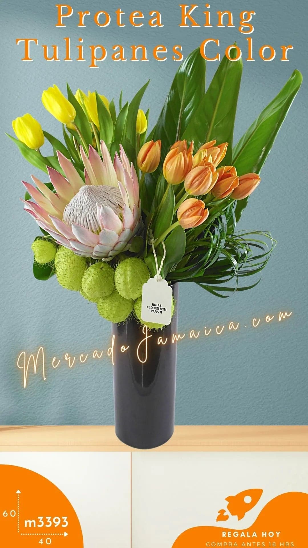 Arreglo Protea y 20 Tulipanes Multicolor CDMX