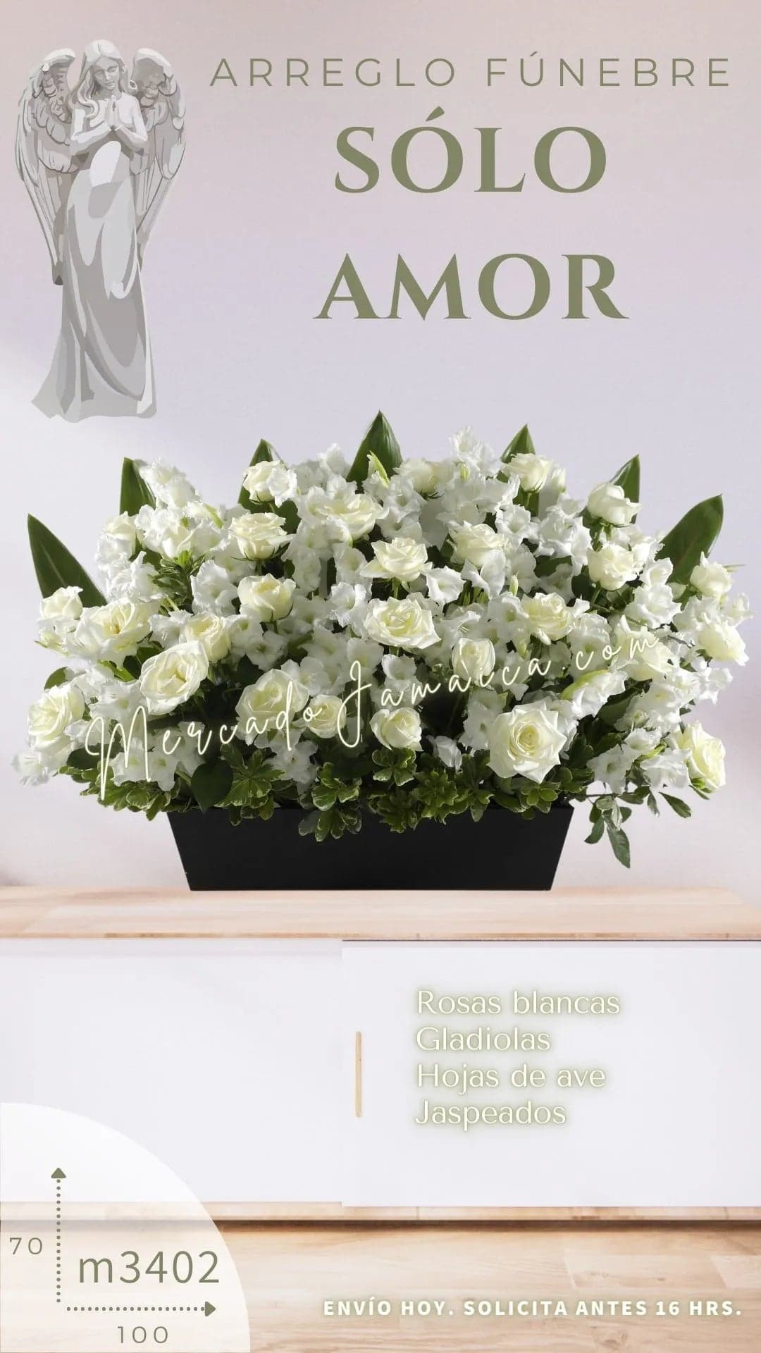 Arreglo Fúnebre Solo Amor 30 Gladiolas y Rosas CDMX