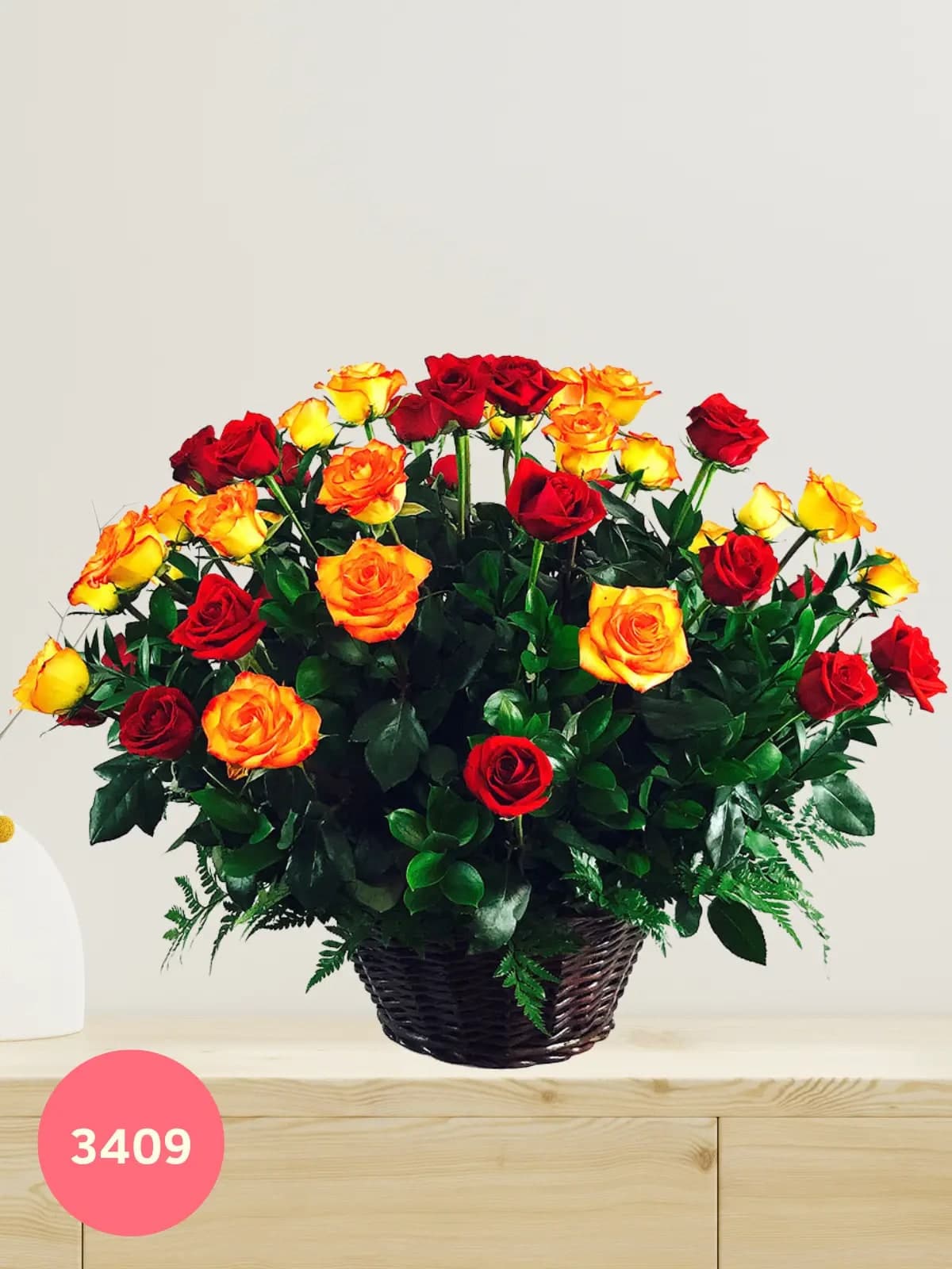 Canasta 50 Rosas Rojas y Naranja a Domicilio CDMX