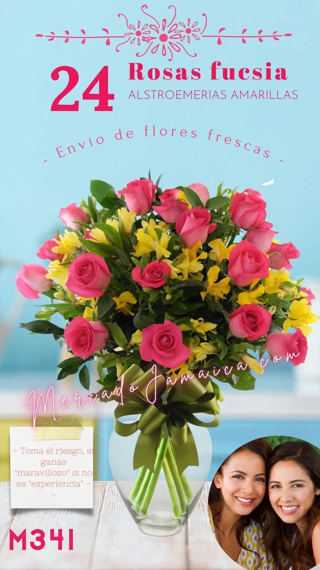 24 Rosas Fucsia y Alstroemerias Cereza CDMX