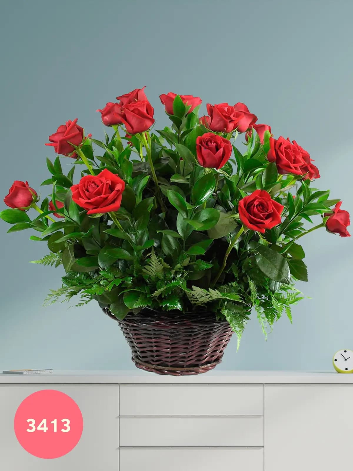 Canasta 24 Rosas Rojas a Domicilio CDMX