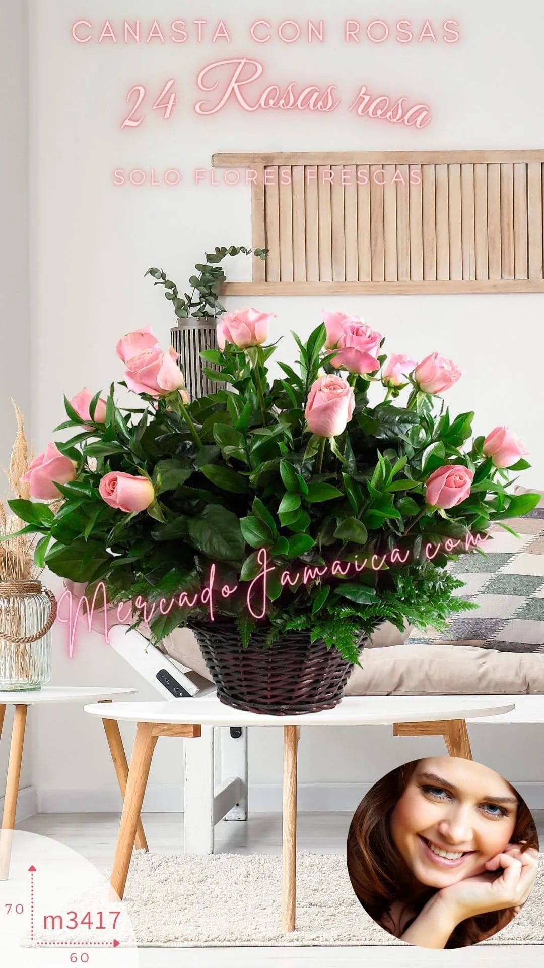 Canasta 24 Rosas Hermosa Rosa y Roja · CDMX