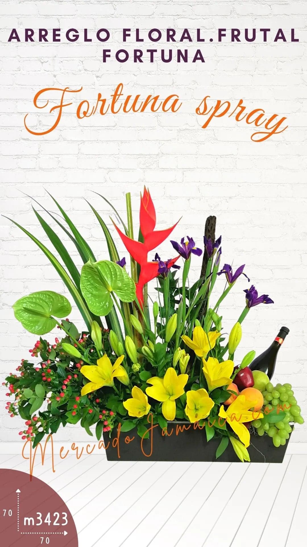 Arreglo Frutal con Vino y Flores a Domicilio CDMX