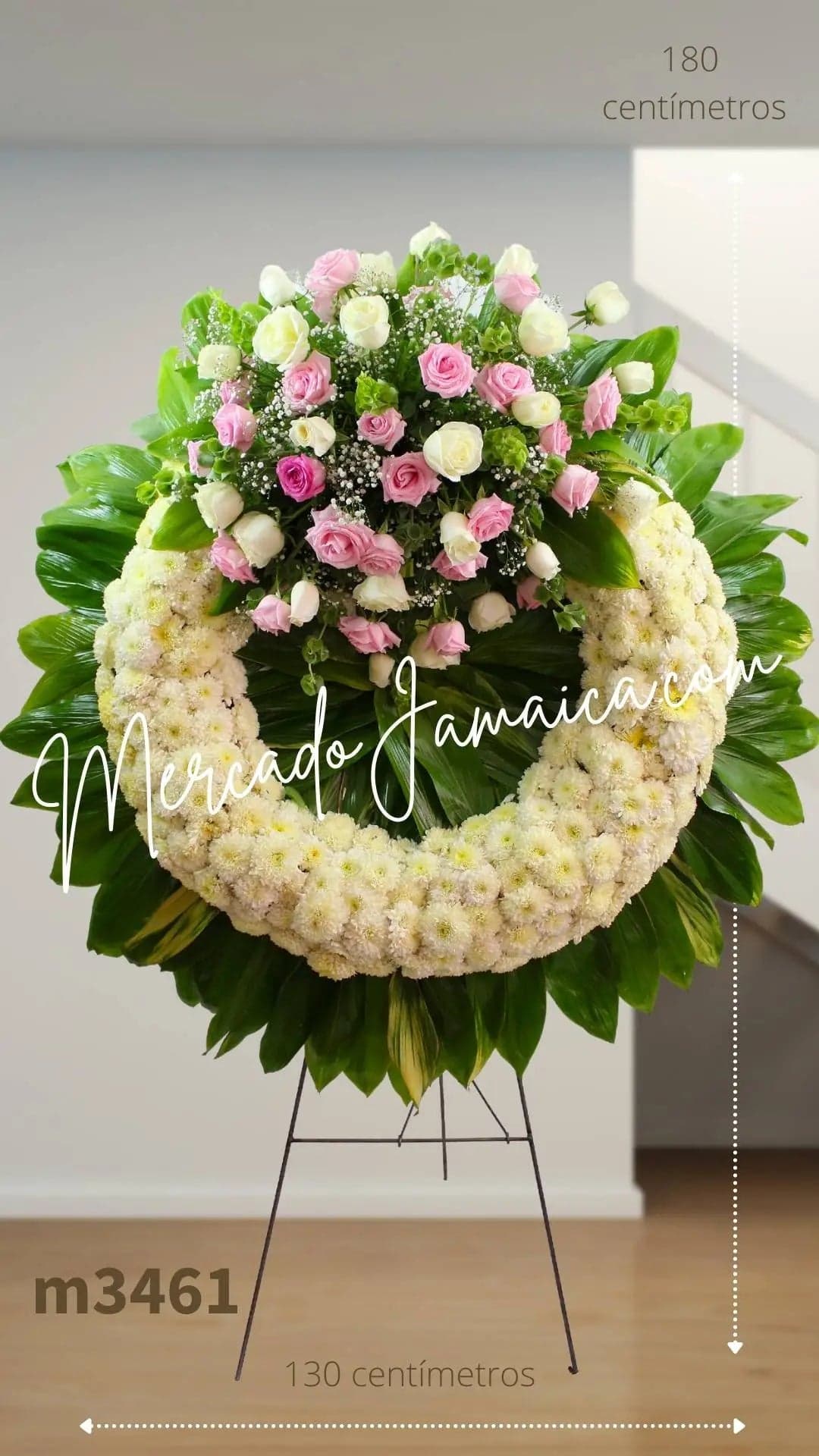 Corona Fúnebre 150 Flores Polar y Rosas CDMX
