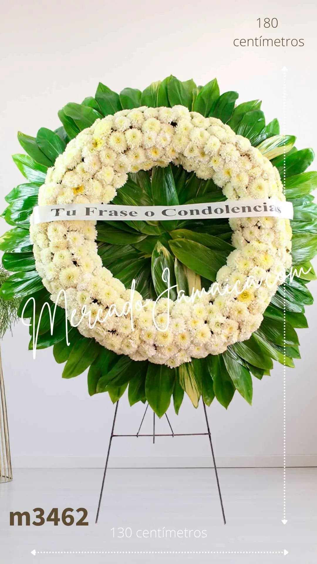 Corona Fúnebre Blanca 1.80 m · 150 Flores CDMX