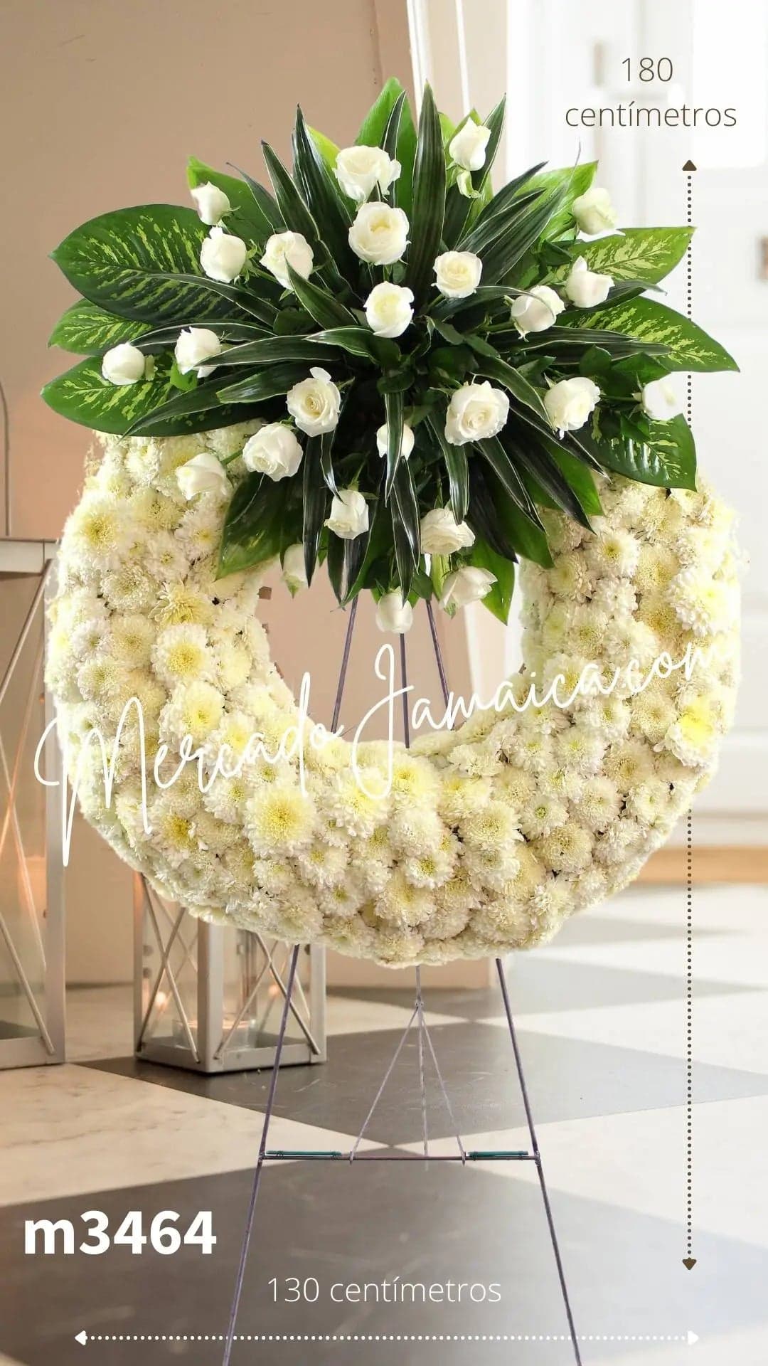 Corona Fúnebre Ángel Eterno 150 Flores Blancas CDMX