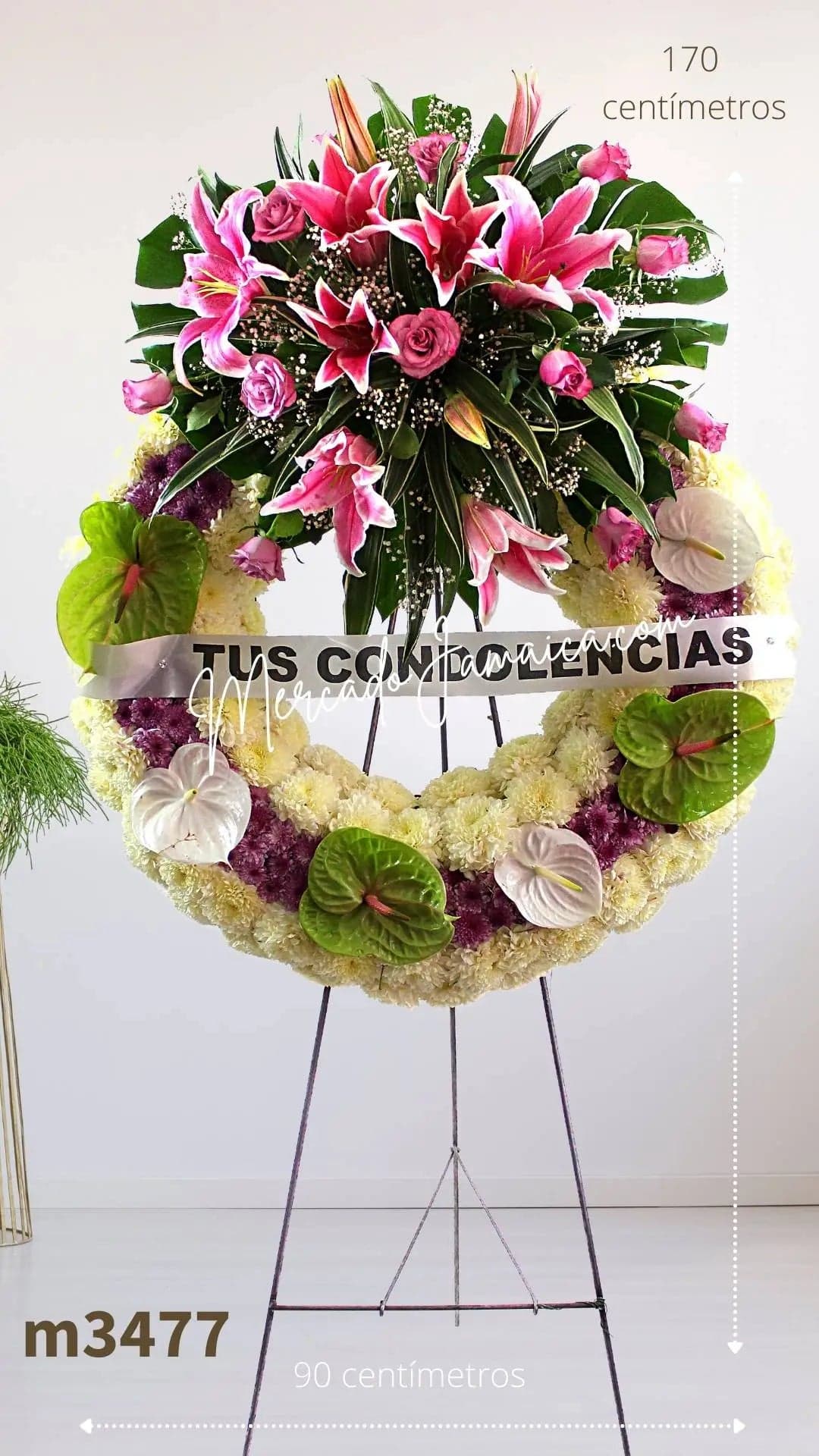 Corona Fúnebre Bendición y Amor 100 Flores CDMX