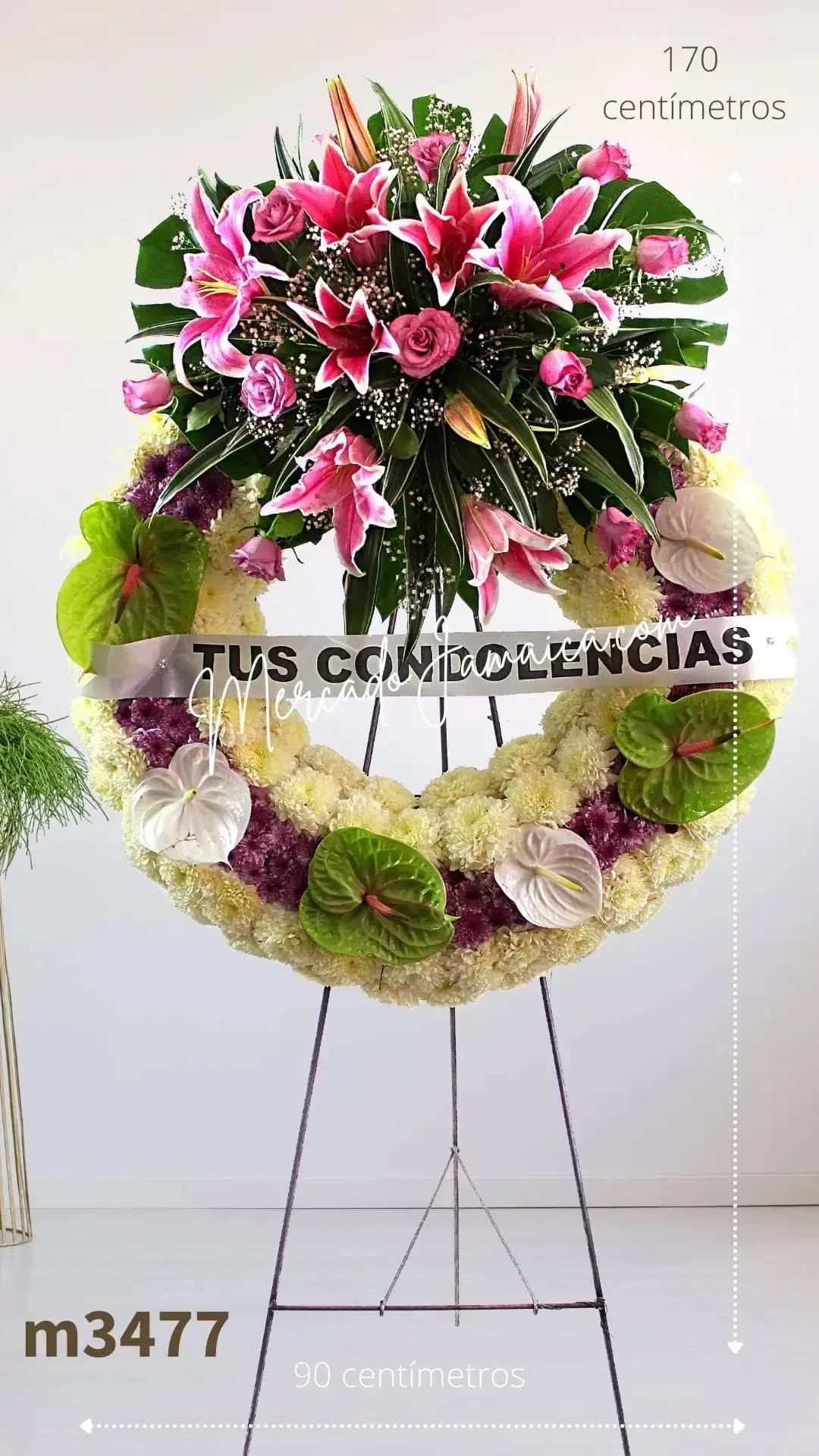 Corona Fúnebre Bendición y Amor 100 Flores CDMX
