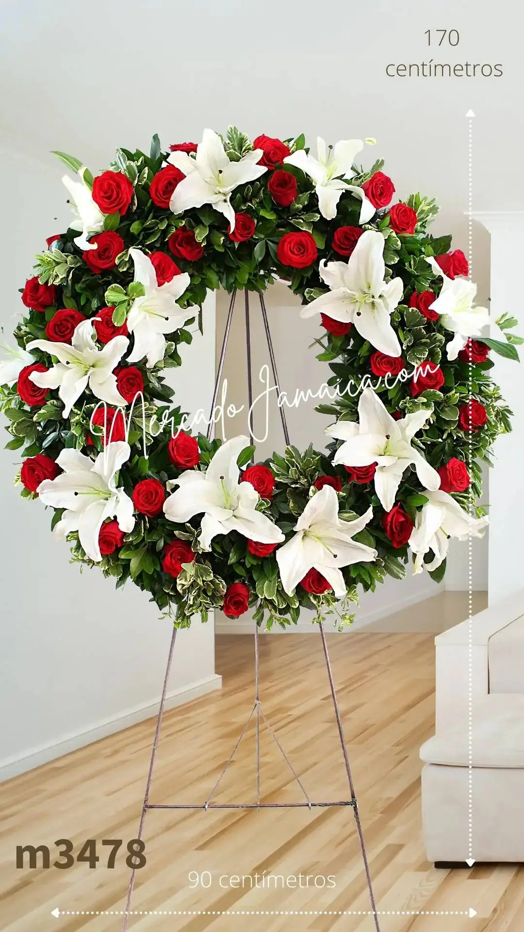 Corona Fúnebre 50 Rosas y Lilium Casa Blanca CDMX