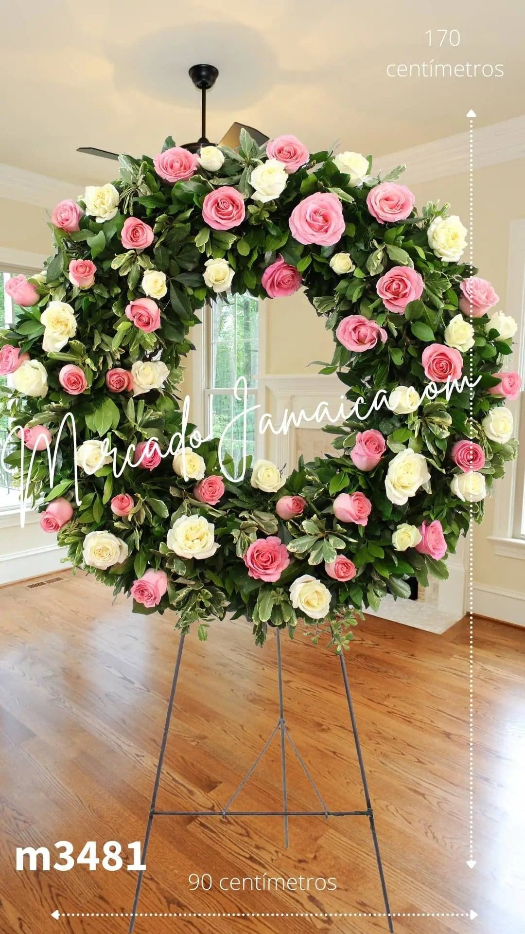 Corona Fúnebre 50 Rosas Blanca y Rosa CDMX