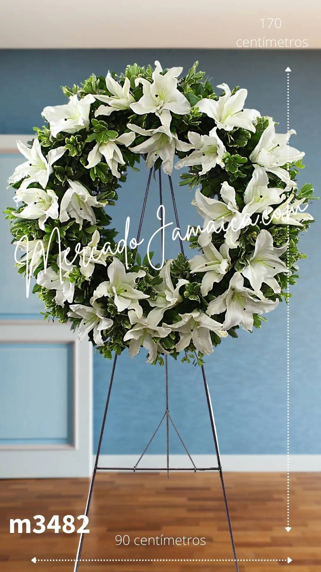 Corona Fúnebre Ángel de Paz 25 Flores Blancas CDMX