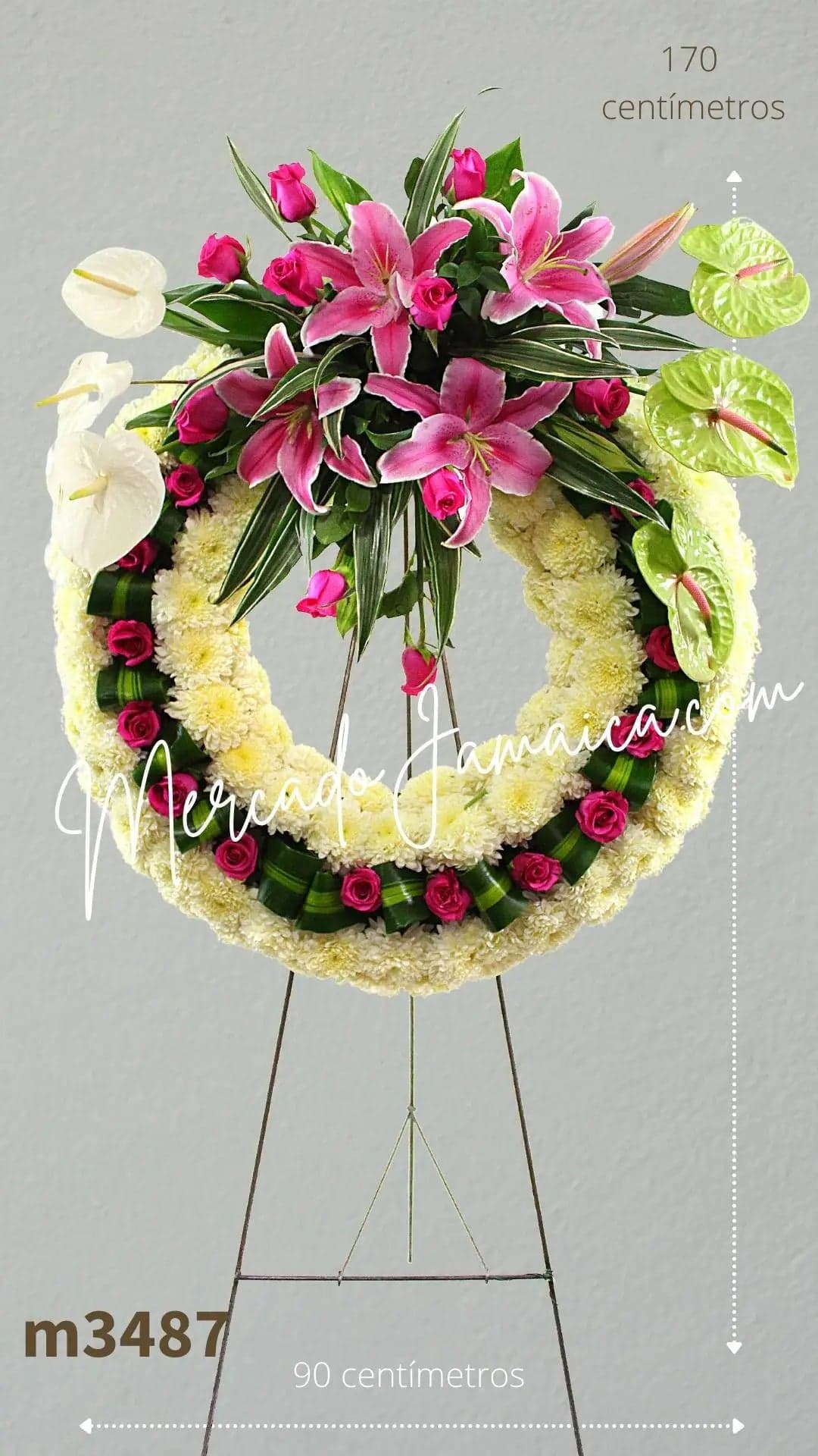 Corona Fúnebre Blanca 90 cm | CDMX a Domicilio