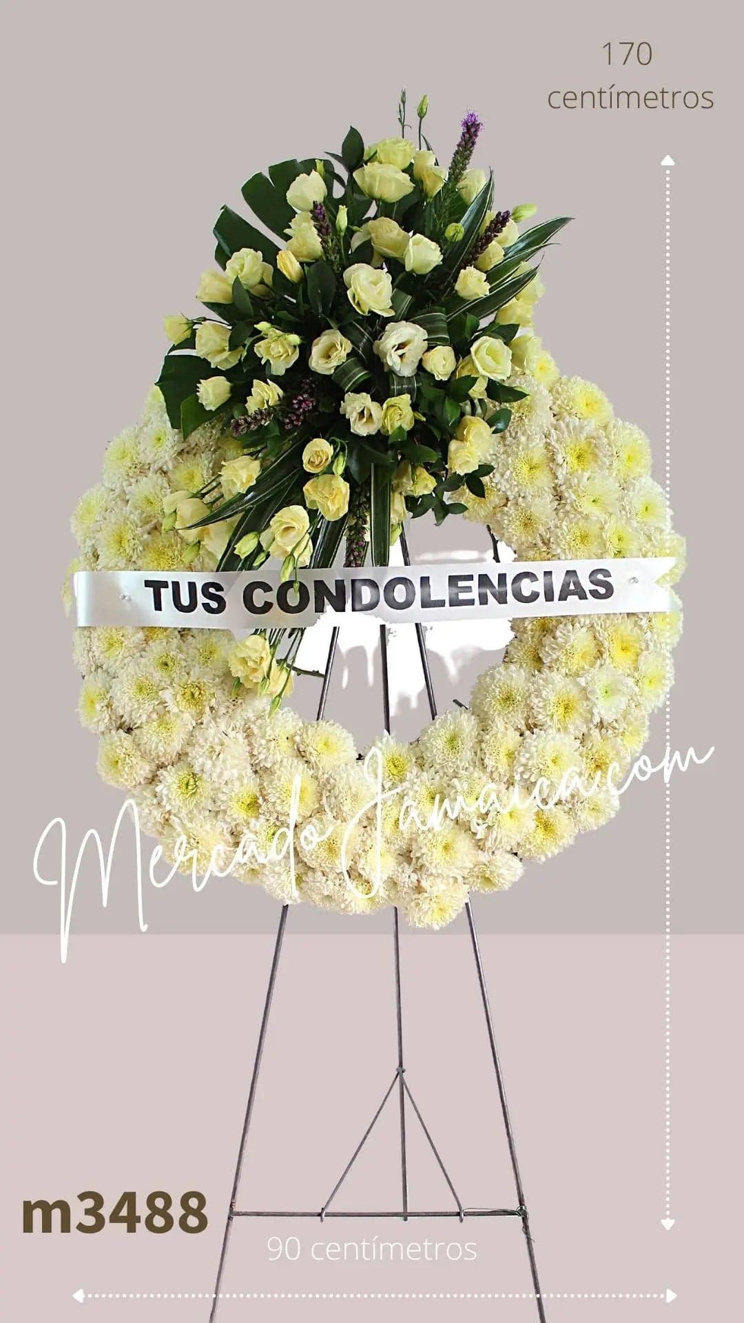 Corona Fúnebre Lisianthus Blanco 90cm CDMX