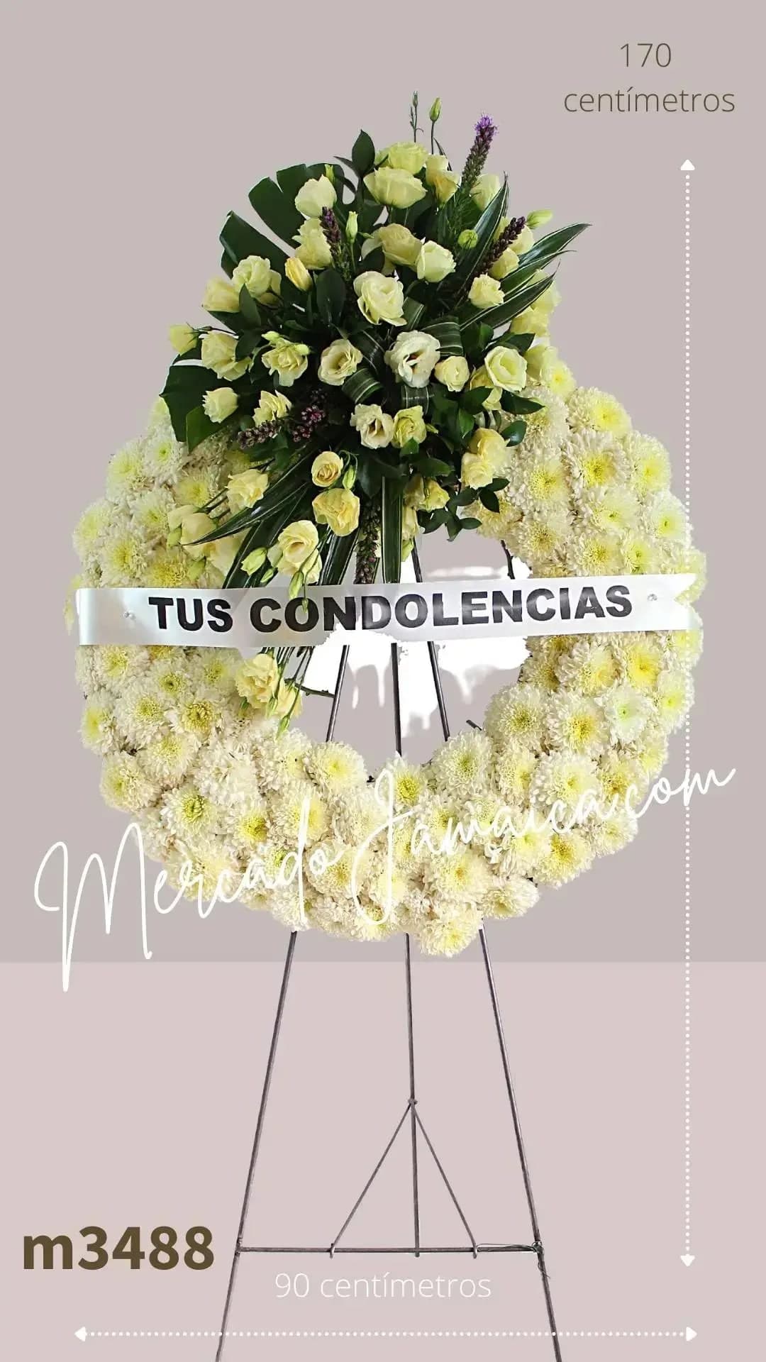 Corona Fúnebre Lisianthus Blanco 90cm CDMX