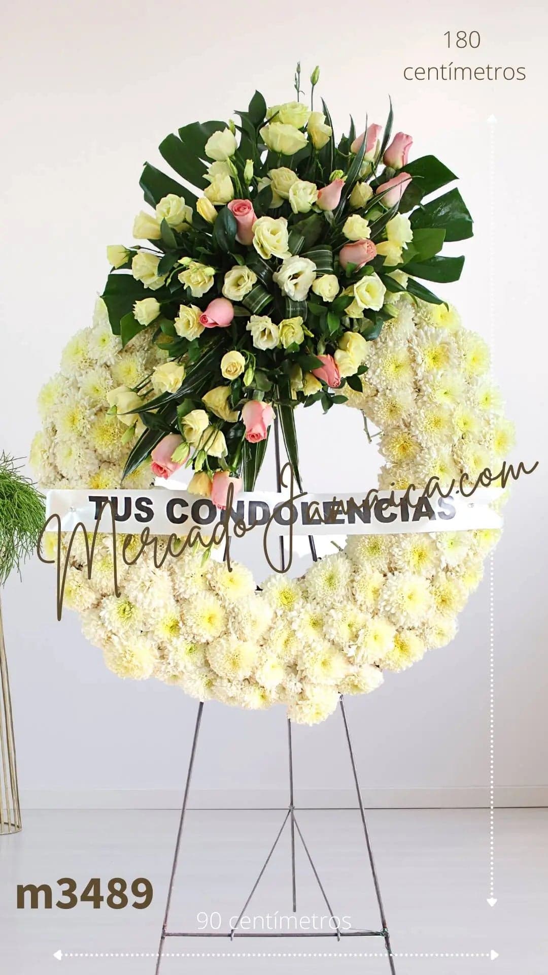 Corona Fúnebre Lisianthus Blanco 1.80 m CDMX