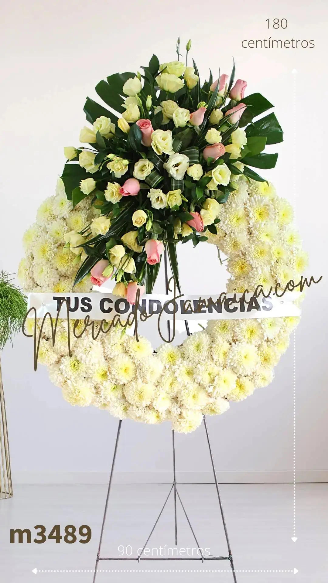 Corona Fúnebre Lisianthus Blanco 1.80 m CDMX