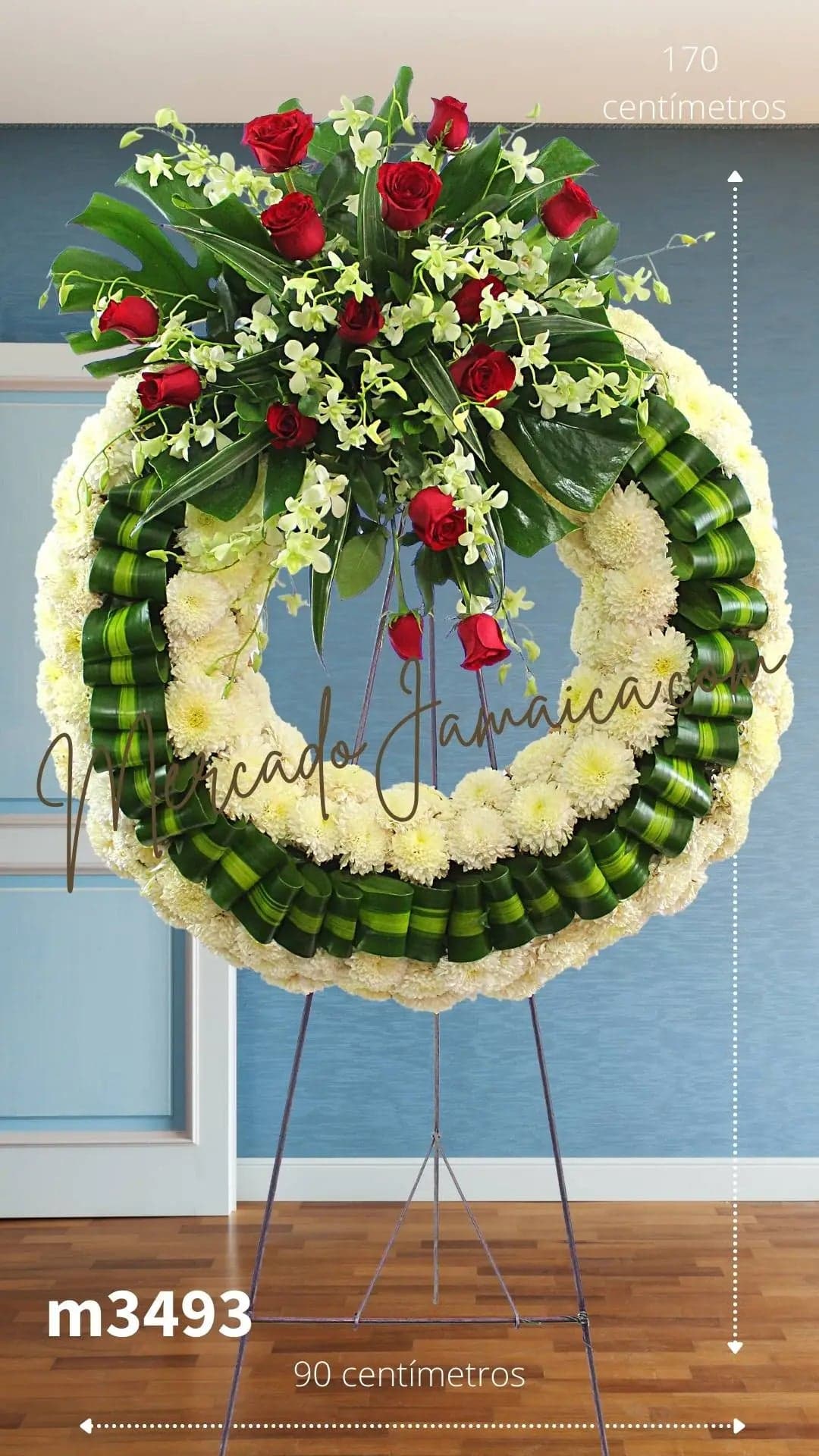 Corona Fúnebre 100 Flores Polar y Rosas CDMX