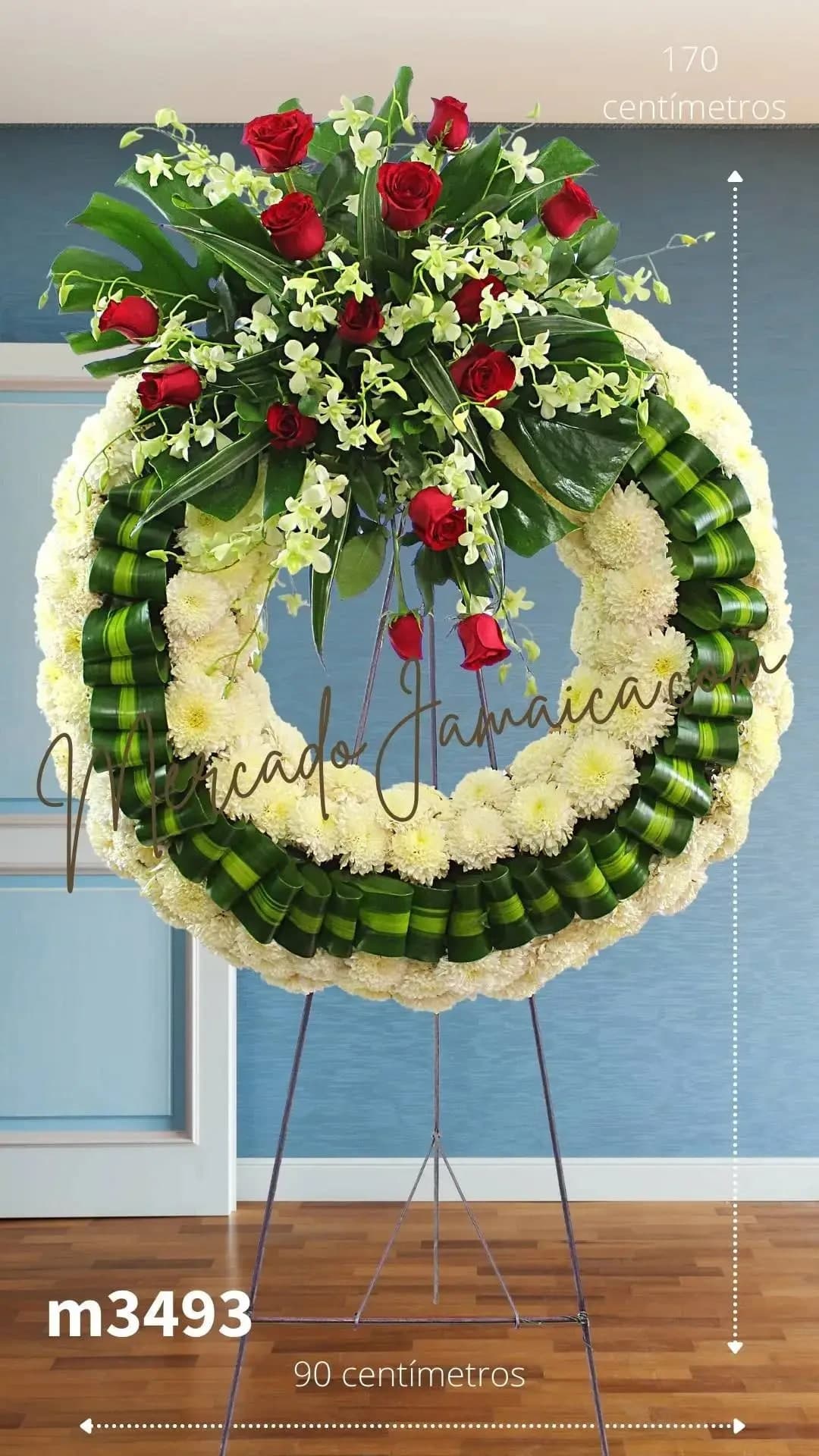 Corona Fúnebre 100 Flores Polar y Rosas CDMX