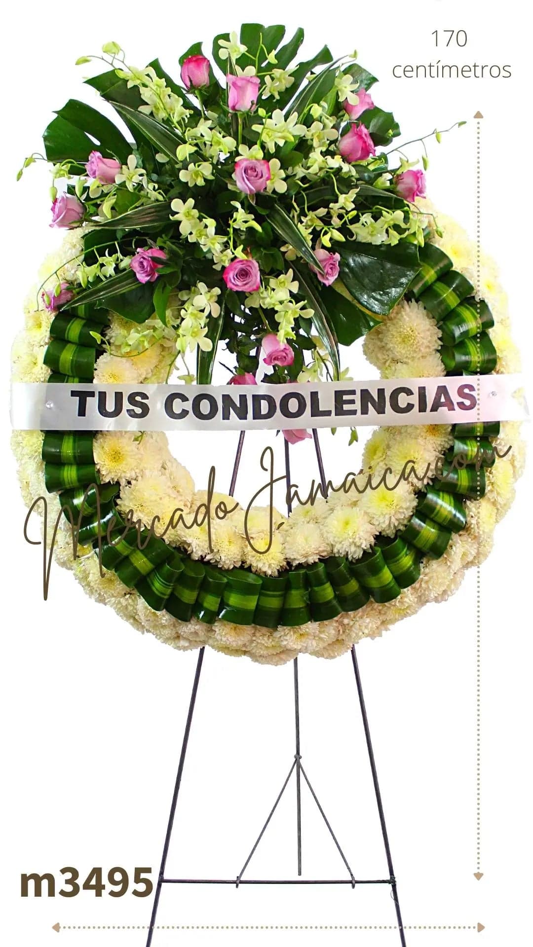 Corona Fúnebre Orquídeas y Rosas Blancas CDMX